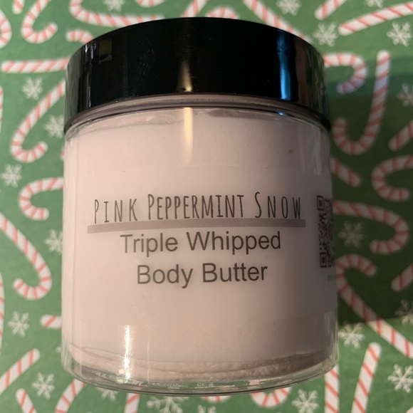 Handcrafted Pink Peppermint Snow Triple Whipped Body Butter Made Small Batches - Picture 2 of 15